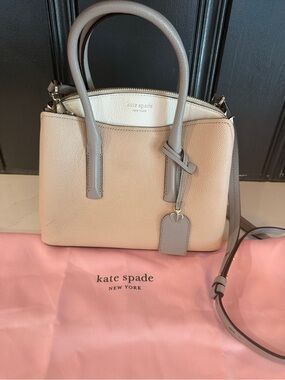 Kate Spade Margaux Large Satchel Pale Pink Gray Leather Crossbody Bag
